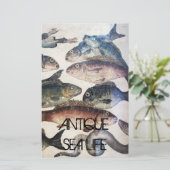 ANTIEK ROMAN MOSAICS, VISSEN, OCEAAN ZEE LIFE SCEN BRIEFPAPIER (Staand voorkant)