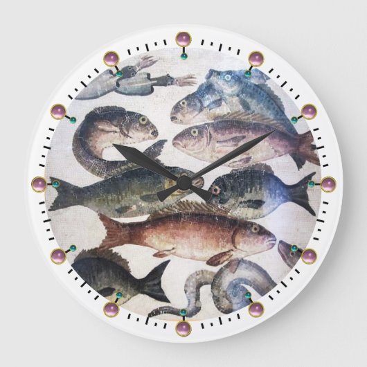 ANTIEK ROMAN MOSAICS, VISSEN, OCEAAN ZEE LIFE SCEN GROTE KLOK (Voorkant)