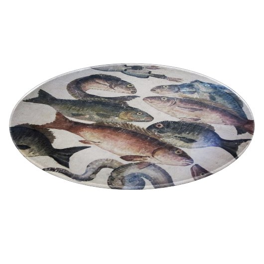 ANTIEK ROMAN MOSAICS, VISSEN, OCEAAN ZEE LIFE SCEN SNIJPLANK (Hoek)