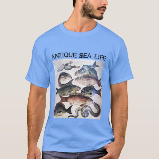 ANTIEK ROMAN MOSAICS, VISSEN, OCEAAN ZEE LIFE SCEN T-SHIRT (Voorkant)