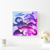 ANTIEK ROMAN MOSAICS, VISSERIJZEE LIFE Roze Blauw Vierkante Klok (Huis)