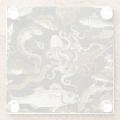 Antiek Roman Mozaïek Pompeii Zee Life Stone Mozaïe Glazen Onderzetter (Achterkant)