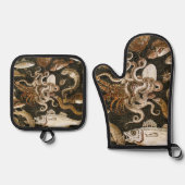 Antiek Roman Mozaïek Pompeii Zee Life Stone Mozaïe Ovenwant & Pannenlap Set (Voorkant)