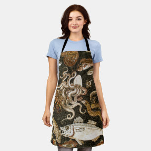 Antiek Roman Mozaïek Pompeii Zee Life Stone Mozaïe Schort