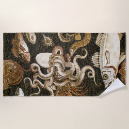 Antiek Roman Mozaïek Pompeii Zee Life Stone Mozaïe Strandlaken