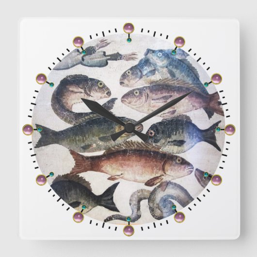 ANTIEK ROMAN MOZAÏEKEN, VISSEN, DE OCEAANSCÈNE VAN VIERKANTE KLOK (Voorkant)