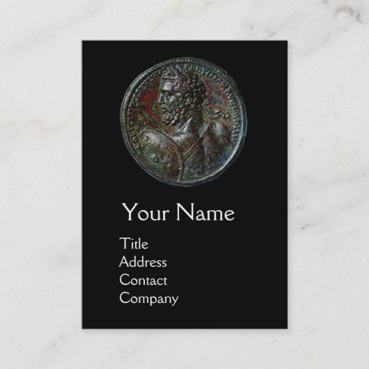 ANTIEK ROMAN SEVERUS BRONZE MEDALLION MONOGRAM VISITEKAARTJE (Voorkant)