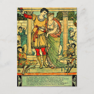 Antiek Romantic Walter Crane Sleeping Beauty Briefkaart