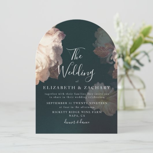 Antiek  Romantische Bloemenboog bruiloft Kaart (Staand voorkant)