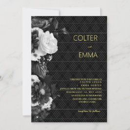 Antiek  Romantische Floral Wedding Invita Kaart