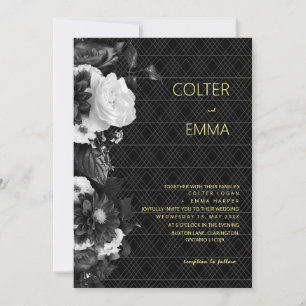 Antiek  Romantische Floral Wedding Invita Kaart