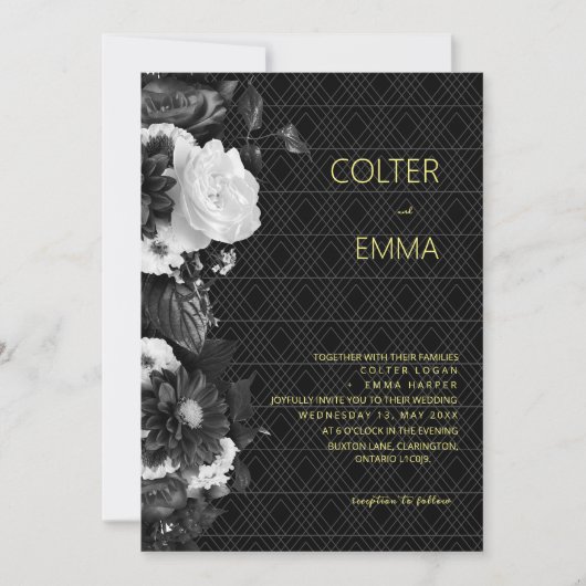 Antiek Romantische Floral Wedding Invita Kaart (Voorkant)