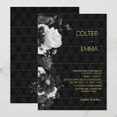 Antiek Romantische Floral Wedding Invita Kaart (Voorkant / Achterkant)