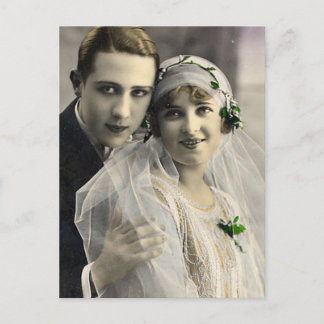 Antiek Romantische foto's en groomfoto's Briefkaart