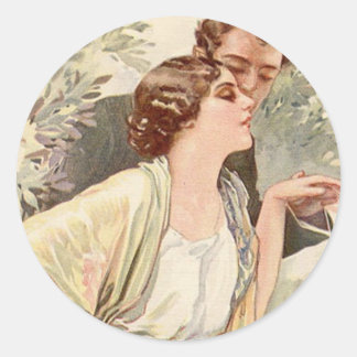  Antiek Romantische paren Kaarten Ronde Sticker