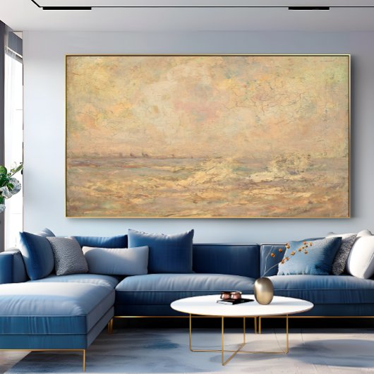 Antiek romantische pastel kustlandschap canvas afdruk