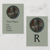 ANTIEK ROMEINS BRONS MEDAILLON MONOGRAM, Grijs Visitekaartje (Voorkant / Achterkant)