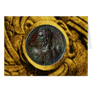 ANTIEK ROMEINS BRONZEN MEDAILLON MET GOUDE GRYFFIO