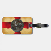 ANTIEK ROMEINSE BRONZEN MEDAILLON Rood lint Bagagelabel (Achterkant horizontaal)