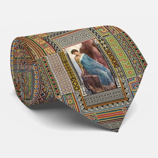 ANTIEK ROMEINSE VROUW FIGUUR MET POMPEII MOZAÏEKEN STROPDAS (Opgerold)