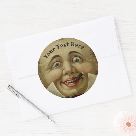 Antiek rond gezicht ronde sticker (Envelop)