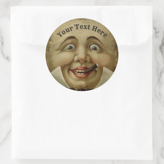 Antiek rond gezicht ronde sticker (Tas)