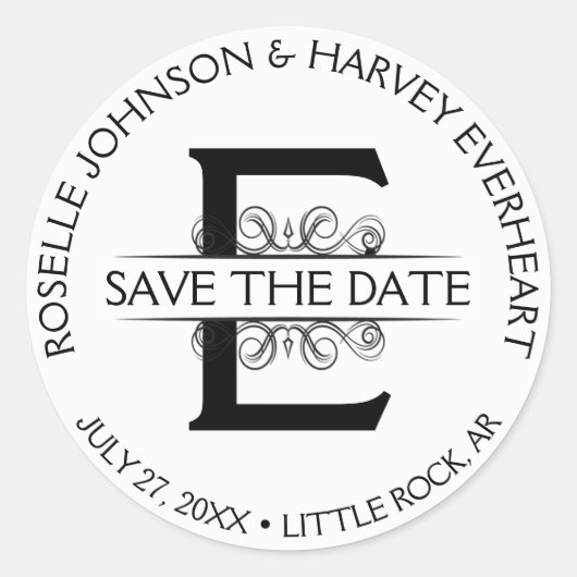 Antiek ronde cirkel sparen de datum Ronde Sticker (Voorkant)