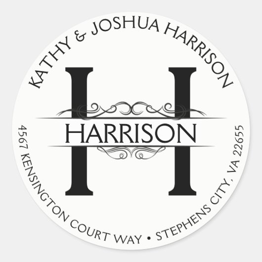 Antiek  Ronde Cirkelnaam en adres Ronde Sticker (Voorkant)