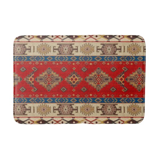 Antiek  Rood Blauw Kilim Turks Badmat (Voorkant)