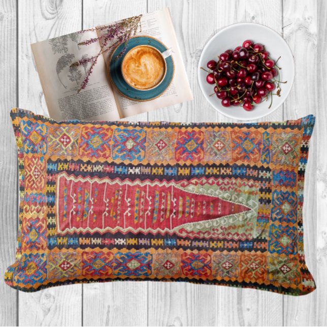 Antiek-rood-blauw-Oranje Turks gebed Kilim Kussen (Creator heeft geüpload)