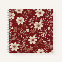 Antiek Rood Cottage Botanisch Bloemmotief Notitieboek