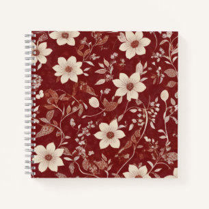 Antiek Rood Cottage Botanisch Bloemmotief Notitieboek