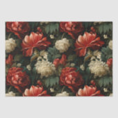 Antiek Rood & Cream Bloemen Decoupage Tissuepapier (Voorkant)