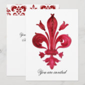 ANTIEK ROOD FLEUR DE LIS Damask Gem Monogram Kaart (Voorkant / Achterkant)