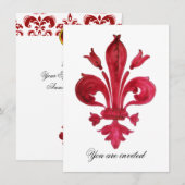 ANTIEK ROOD FLEUR DE LIS Damask Gem Monogram Kaart (Voorkant / Achterkant)