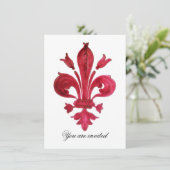 ANTIEK ROOD FLEUR DE LIS Damask Gem Monogram Kaart (Staand voorkant)
