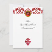 ANTIEK ROOD FLEUR DE LIS Damask Gem Monogram Kaart (Achterkant)