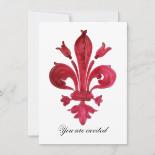 ANTIEK ROOD FLEUR DE LIS Damask Gem Monogram Kaart