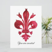 ANTIEK ROOD FLEUR DE LIS Damask Gem Monogram Kaart (Staand voorkant)