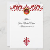 ANTIEK ROOD FLEUR DE LIS Damask Gem Monogram Kaart (Achterkant)