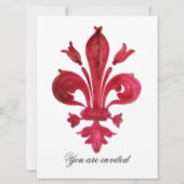 ANTIEK ROOD FLEUR DE LIS Damask Gem Monogram Kaart (Voorkant)