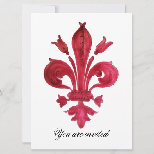 ANTIEK ROOD FLEUR DE LIS Damask Gem Monogram Kaart (Voorkant)
