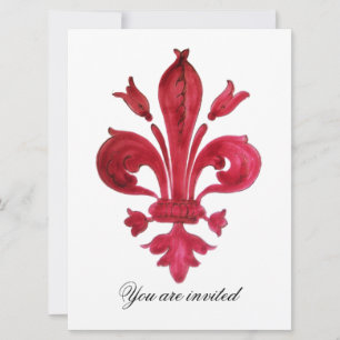 ANTIEK ROOD FLEUR DE LIS Damask Gem Monogram Kaart