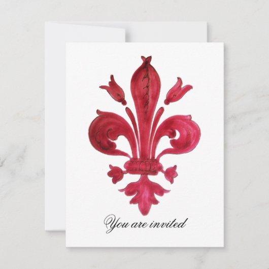 ANTIEK ROOD FLEUR DE LIS Damask Gem Monogram Kaart (Voorkant)