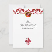 ANTIEK ROOD FLEUR DE LIS Damask Gem Monogram Kaart (Achterkant)