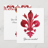 ANTIEK ROOD FLEUR DE LIS Damask Gem Monogram Kaart (Voorkant / Achterkant)
