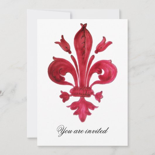 ANTIEK ROOD FLEUR DE LIS Damask Gem Monogram Kaart (Voorkant)