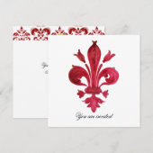ANTIEK ROOD FLEUR DE LIS Damask Gem Monogram Kaart (Voorkant / Achterkant)