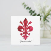 ANTIEK ROOD FLEUR DE LIS Damask Gem Monogram Kaart (Staand voorkant)