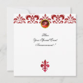 ANTIEK ROOD FLEUR DE LIS Damask Gem Monogram Kaart (Achterkant)